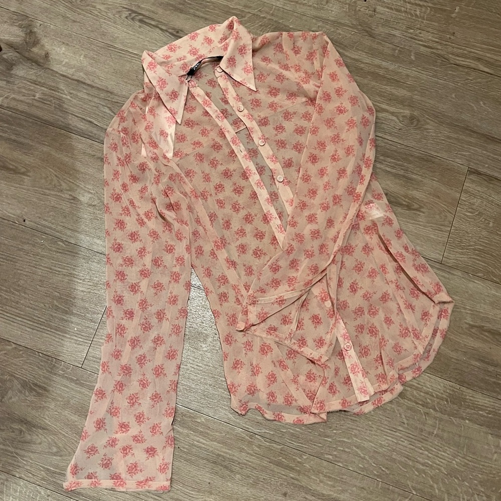 Zara rose print blouse
